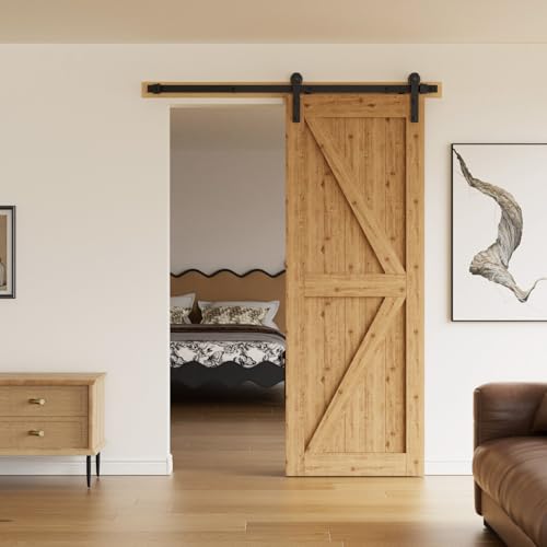 Sturdy 6FT Sliding Barn Door Hardware Kit - Smoothly and Quietly - Easy to Install for 36" Wide Door Panel (Simple Hange