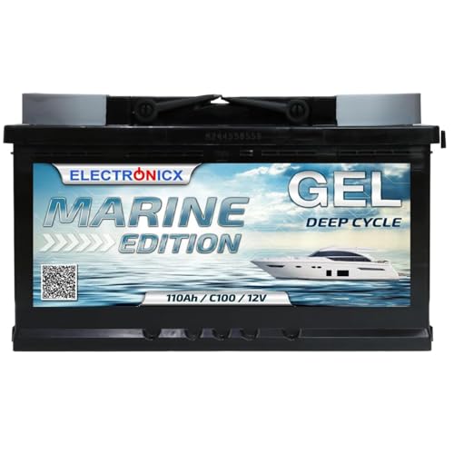 Electronicx Gel Versorgungsbatterie 12V 110Ah / 110 Ah Marine Edition – Gel-Technologie, 315x175x190mm, Pluspol rechts, Deep Cycle Batterie für Boot, Solar, Wohnmobil, Van, Photovoltaik, Yacht