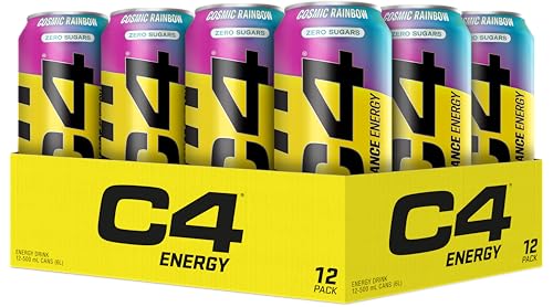 C4 Performance Energy Drinks Cosmic Rainbow 500ml (12 pack) | Sugar Free Energy Drink with 160mg Caffeine, 250mg Betaine, 1050mg Taurine | Low Calorie Fizzy Drinks for On the Go Energy and Focus