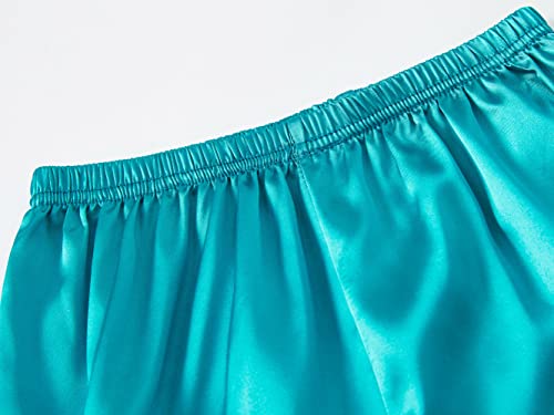 Topgal Big Girls Pajamas Size 8 – Lovely Teal Satin Short Sleeve & Shorts Pj Set Sleepwear #TOP5