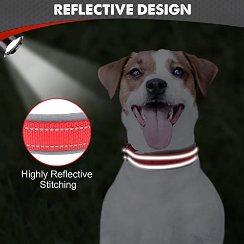 Image of Joytale Dog Collar for Small Dogs, Neoprene Padded and Adjustable, Reflective Wide Heavy Duty Pet Collars with Durable Metal Belt Buckle for Walking, Red, S