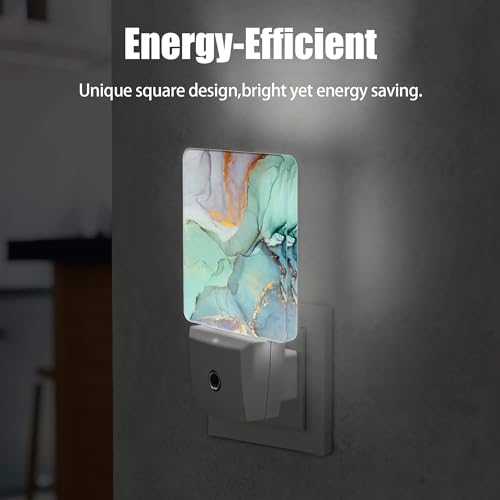 Image of Green Marble Dusk to Dawn Night Light, Auto Sensor Lamp Home Indoor Stairway Kitchen Corridor, Night Lights Plug into Wall Decor, Boys Girls Women Men Room Gifts