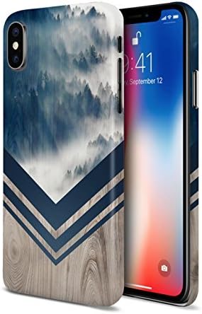 iPhone Xs Phone Case - iPhone X Phone Case - Case Escape - Nature Inspired - Wood Design - Impact Resistant - Matte Shell - Phone Case (Mountain Fog)