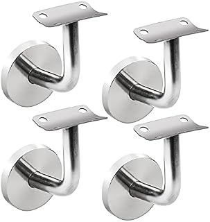 4 Pieces Support Wall Mounted Handrail Brackets, Stainless Steel Banister Rail Brackets for Stairs, Handrail Holder with Cover Rosette for Indoor and Outdoor