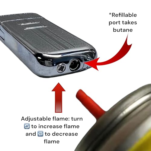 NIVEK Vintage Mini Slim Refillable Butane Lighter &ndash; Ultra Thin Pocket Lighter, Soft Flame Portable Compact Metal Lighter for Travel & Everyday Carry, Silver Etched Design