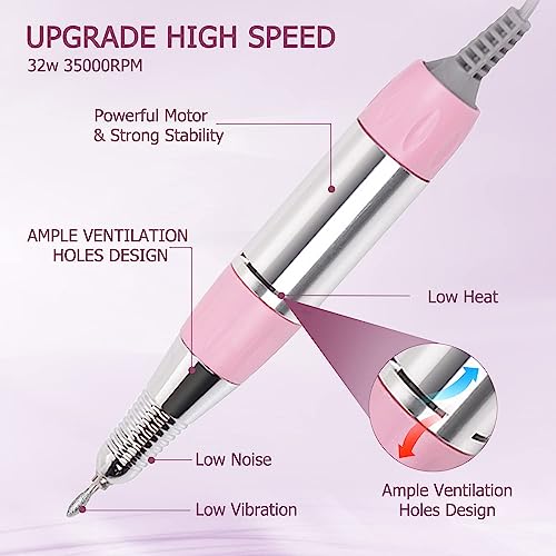 INOG Nail Drill for Acrylic Nails Professional 30000RPM Efile Nail Drill Machine Nail Polisher with 6 Drill Bits & 6 Sanding Bands Foot Pedal Nail Drills Professional Manicure... - Image 7