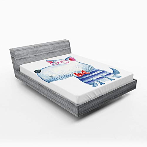Lunarable Hipster Fitted Sheet, Puppy Dog Bow Tie and