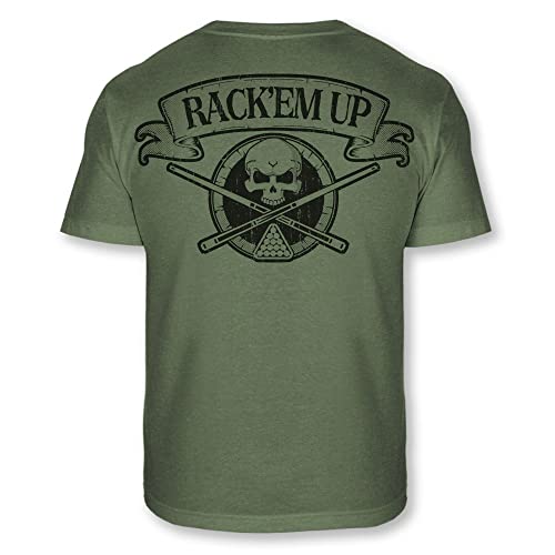 Billiards Skull Crossbones Soft Blend T-Shirt - Rack'em Up Pool Shark Badge Tee Shirt - A99