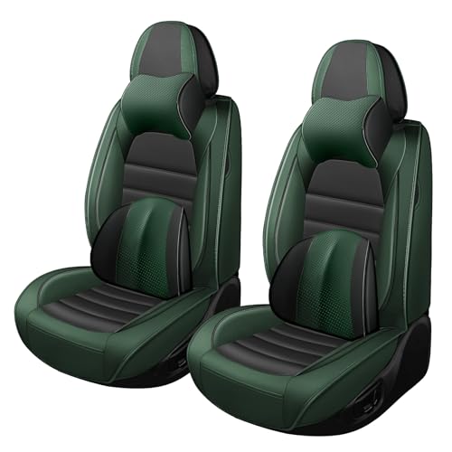 Image of Car Seat Covers for Ford F-150 F-250 F-350 XL XLT STX Lariat King Ranch Platinum Raptor Seat Covers 2007-2026, Waterproof Seat Protectors(Luxury 2 Seats /Black&Green)