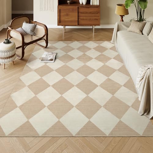 Beeiva Checkered 5x7 Washable Non-Slip Area Rug