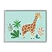 Stupell Industries Endearing Giraffe Floral Botanicals Turquoise Background ,Design by Heather Strianese