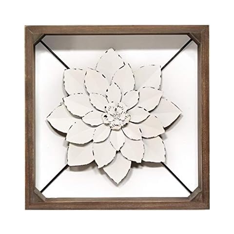 Stratton Home Décor S21053 Wall Decor, 15.75" W X 2.75" D X 15.75" H, Distressed White Cover