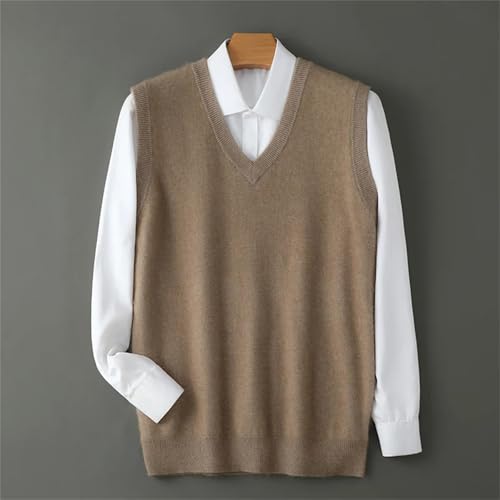 Men's Cashmere Sweater Pullover V-Neck Sleeveless Vest Winter Solid Color Warm Off-Shoulder Knitted Sweater4