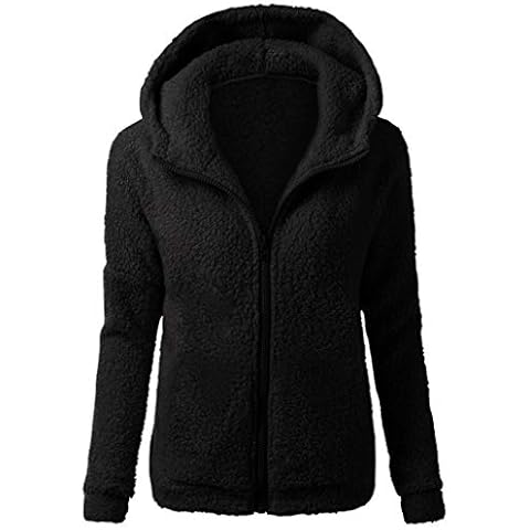 LOPILY Womens Teddy Bear Jacket Hooded Jacket Black Teddy Jacket Full Zip Blanket Hoodie Soft Hoodie Ladies Fleece Jacket Puffer Jacket(Black,20 UK/5XL CN) Cover