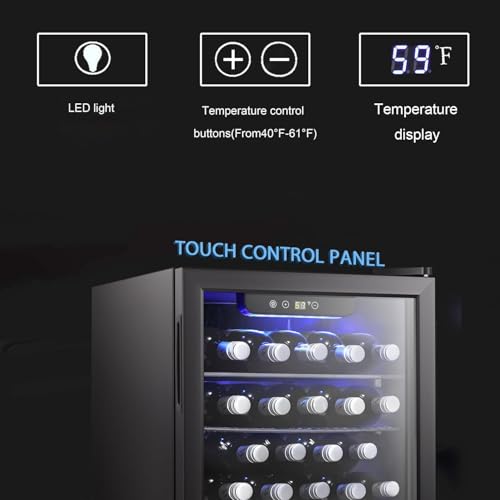 Image of Antarctic Star 18 Bottle Wine Cooler Beverage Refrigerator Beer Soda Clear Glass Door Quiet Bar Fridge Adjust Temp Control Freestanding, 2.4 Cu. Ft