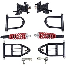 12 Front Suspension Shock Swing Arm Full Kit, Go Kart Suspension Kit Front Suspension Swingarm Assembly Metal Suspension Swingarm Shock Kit Upper Lower Kit Swingarm for DIY, ATV, Go Kart 340mm
