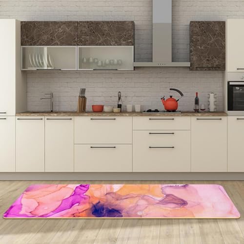 Tapetes de cocina rosa mármol lavables que transforman tu cuarto de lavado 3