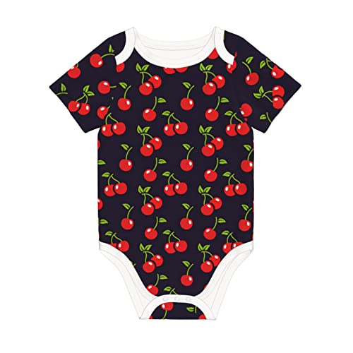 Rode Zomer Cherry Pasgeboren Baby Korte Mouw Leuke Romper Bodysuit Zomer Outfit Kleding - Afbeelding 3