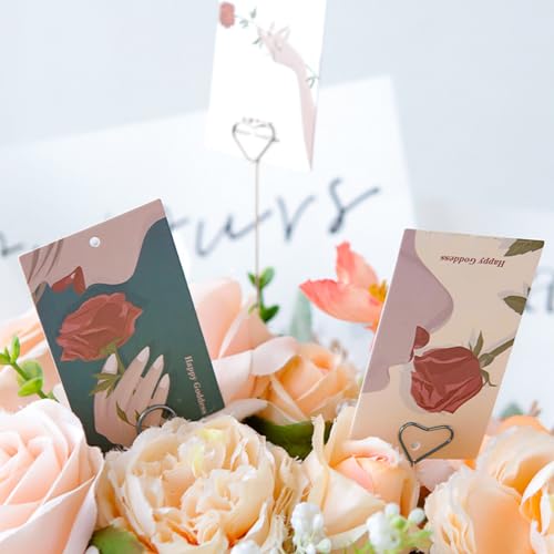 Cyleibe Metalldraht Memo Foto Clip, 50 Stück Zettelclips, Fotohalter DIY Handwerk Draht Klammern, Stehen Memo Foto Clip für Hochzeit Geburtstag Party Tischdeko