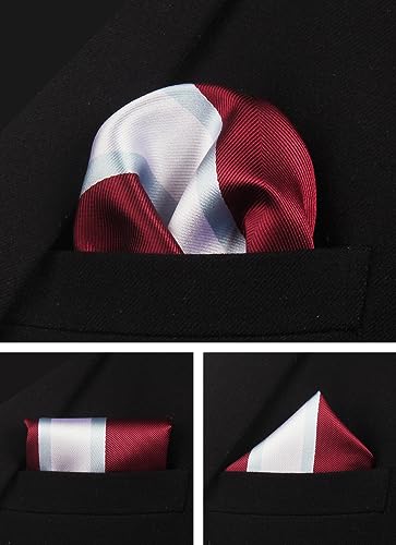 Image of Striped Plaid Polka Dot Mens Tie Formal Necktie Pocket Squares Ties Clips Cufflinks Classic for Men Set