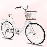 26 inch Complete Cruiser Bikes for Women, Single Speed Comfortable Womens Bike with Baskets, Classic Retro Beach Cruiser Bike, Womens Beach Cruiser Bike for Leisure Picnics & Shopping