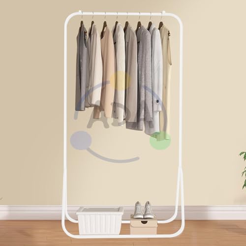 Image of ADA Heavy Duty Metal Clothes Rail, Multipurpose Coat Hanger Stand with Top Rod, Garment Rack for Bedroom, Laundry, Livingroom, Hallway - White (80.5 x 43.4 x 151cm)