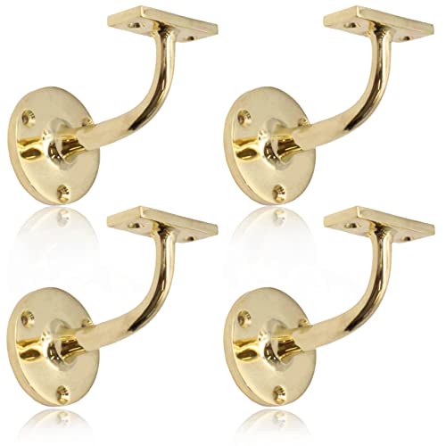 Lot de 4 supports de main courante en laiton poli pour rampe d'escalier en bois et acier