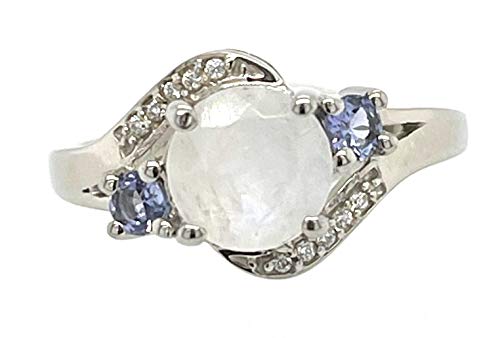 Natural Rocks by Kala Rainbow Moonstone and Tanzanite Ring