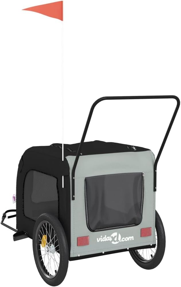 Pet Bike Trailer for Dogs, Foldable Dog Bicycle Trailer with Water-Resistant Oxford Fabric, Durable Iron Frame, Breathable Mesh Windows, Up to 99 lbs Capacity, Red