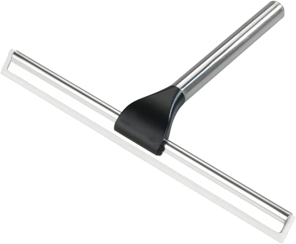 Wenko Turbo-Loc® Quadro Stainless Steel Shower Squeegee - Bathroom Squeegee, No Drilling Required, Stainless Steel, 23 x 17.5 x 5 cm, Chrome