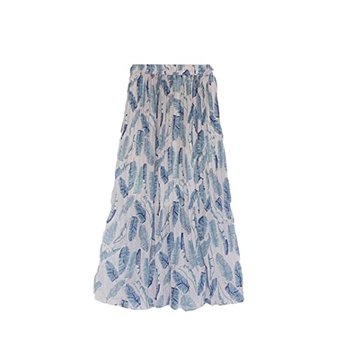 Jupe d'été en mousseline de soie florale Bollrllr taille haute femme 30