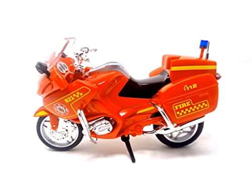PLAYJOCS GT-8099 Feuerwehrmotorrad aus Kunststoff mit Metallteilen, ideales Spielzeug für Kinder und Sammler.
