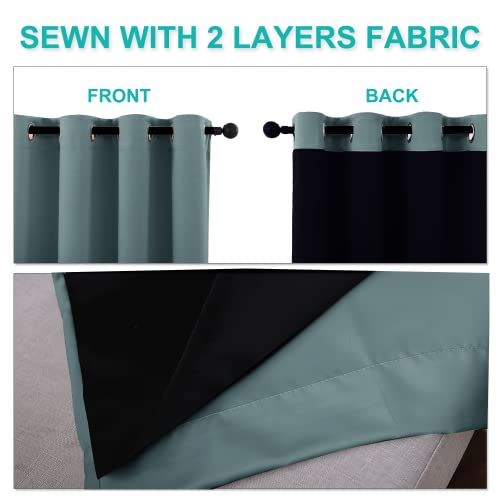 NICETOWN 100% Blackout Blinds, Set of 2, 46" x 102", Greyish Blue, Laundry Room Decor Window Treatment Curtains for Large Patio Sliding Door, Thermal Insulated Curtains for Bedroom by NICETOWN - Image 5