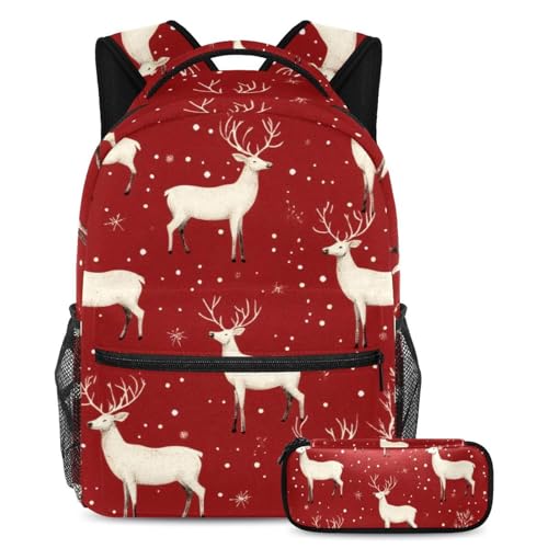 Cartable élan des neiges rouge grand sac à dos ado pour éviter les affaires froissées