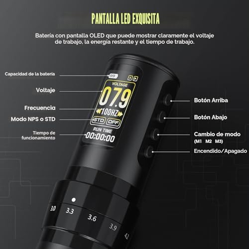 Miniatura 4 de Pfarrer Juego De Máquina Inalámbrica De 1600 Mah, Batería Lcd Digital, 20 Unidades, Aguja, 7 Tintas, Accesorios Inalámbricos Pr-Tke652aeu-1
