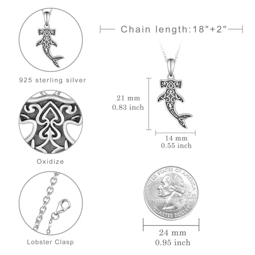 925 Sterling Silver Hammerhead Shark Pendant Necklace Jewelry Sterling Silver Ocean Jewekry4