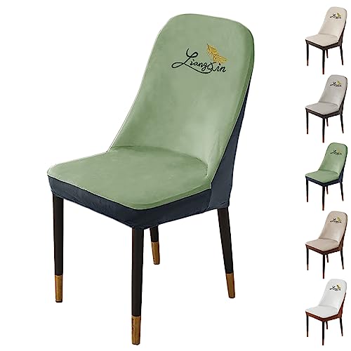 Housse de chaise incurvée velours anti tache vert extensible - 2