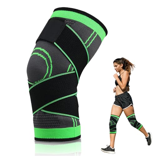 Rodilleras menisco y ligamento, ajustables, alivian molestias y previenen lesiones,para artritis, tendinitis, muy confortables para correr,baloncesto, se ajusta a tu pierna , (Large) verdes.(Vendix)