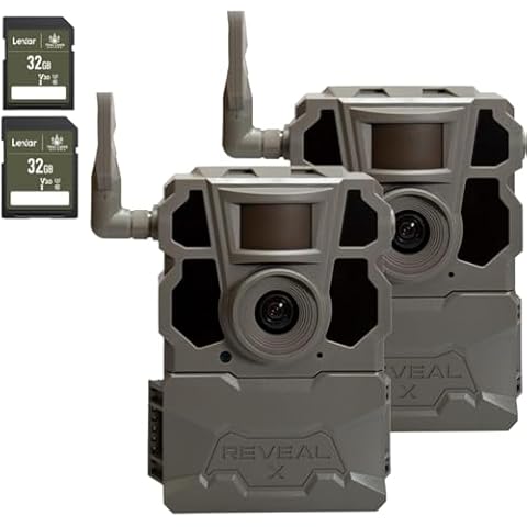 TACTACAM Reveal X Gen 2.0 LTE Cellular Trail Camera (2 PK) + Two 32GB SD Cards Cover