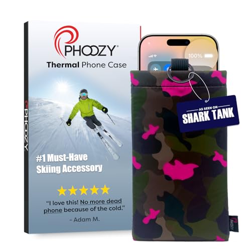 PHOOZY Apollo II Thermal Phone Case Cold Weather Insulated Pouch | Extends Battery Life 4X | NASA Tech Skiing Snowboard Accessories | Military Grade | Large - Pink CAMO
