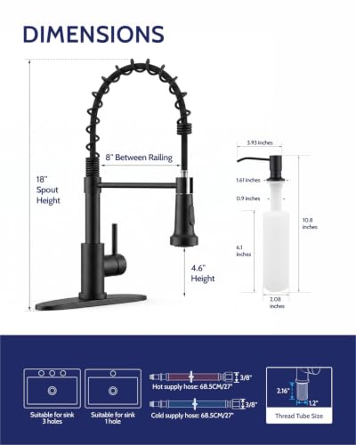 Image of LUFEIDRA Pull-Down Kitchen Faucet with Soap Dispenser, Matte Black