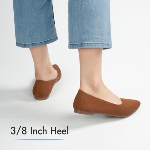 ATHMILE Pointed Toe Flats for Women Dressy Brown Work Shoes Business Casul Knit Ballet Flats Slip on Office Ladies Comforttable Dress4