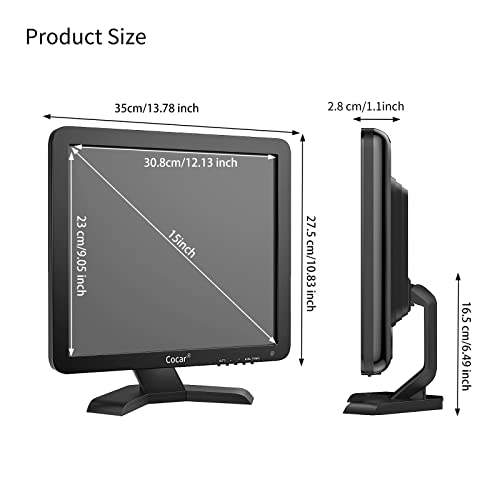 Image of Cocar CCTV Security Monitor, 17 inch BNC Monitor with VGA HDMI AV Built-in Speaker 4:3 HD Display LCD Screen Display with USB Media Player for Home Surveillance Camera STB PC