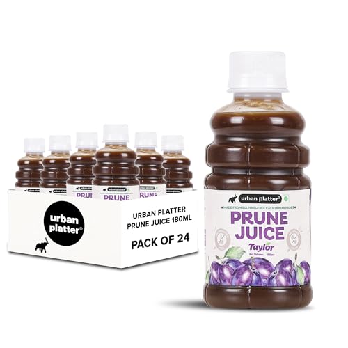 Image of Urban Platter Pure California Prune Juice, 180ml, Pack of 24 (No Added Sugar | Natural Digestive Support | Source of Antioxidants & Potassium | Preservative-Free)