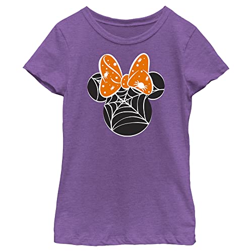 Disney Mickey & Friends Halloween Minnie Spider Web Logo Girls Heather T-Shirt