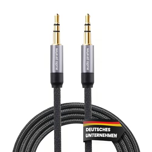 audio pirates Aux Kabel, Audiokabel Klinke auf Klinke – Nylon-geflochtenes 3,5mm Klinkenkabel; kompatibel mit Autoradios, Kopfhörern, Lautsprechern, Smartphones, Laptops; flexibel (1 Pack - 0,5 Meter)