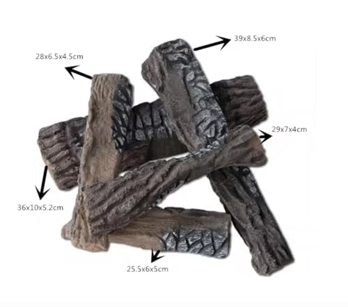 5er-Set Keramikholz Deko-Holz für Bio-Ethanol oder Gas Kamin hitzebeständige Keramik-Holzscheite Kaminholz