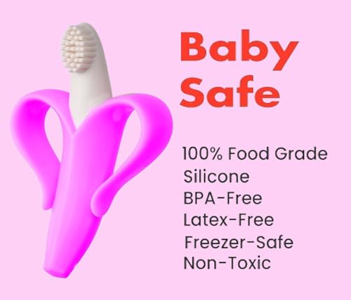 Image of Baby Skin Care Powder Talcum Puff Case Cum Container Box With Banana Shape Molar Teething Toy for Babies /Toddler /Infants /New Born BPA Free (PATTERN 44)