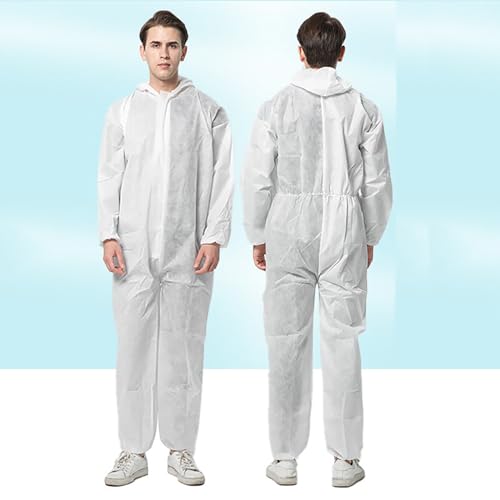 TopHomer Einweg-Overall, 2Pack Schutzoveralls, Einweg-Schutzanzug mit Kapuze, wasserdichter Arbeitsoverall, Einweg-Chemikalienschutzkleidung, Einweg-Schutzanzug mit Kapuze (XL)