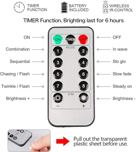 Dailyart Globe String Lights Battery Powered 50 LED Fairy String Lights, 5M, 8 Modes, Waterproof Decorative Light with Remote Control for Garden, Party, Wedding, Indoor, Bedroom and Patio - Warm White - Cosy Home Interiors Dailyart Globe String Lights Battery Powered 50 LED Fairy String Lights, 5M, 8 Modes, Waterproof Decorative Light with Remote Control for Garden, Party, Wedding, Indoor, Bedroom and Patio - Warm White - Image 6